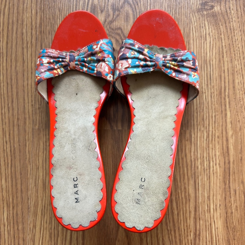 Marc Jacobs Orange Floral Heeled Sandals